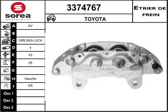 Sera 3374767 - Гальмівний супорт autocars.com.ua