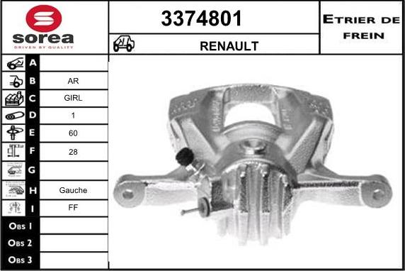 Sera 3374801 - Гальмівний супорт autocars.com.ua