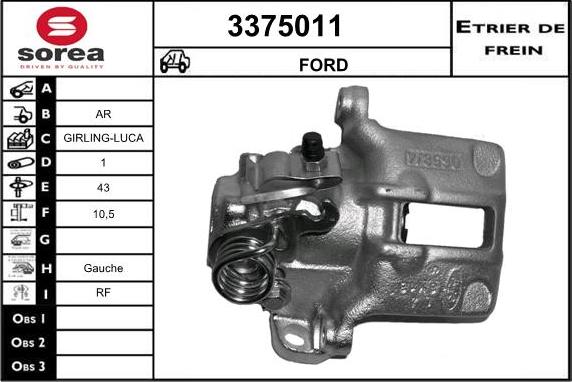 Sera 3375011 - Гальмівний супорт autocars.com.ua