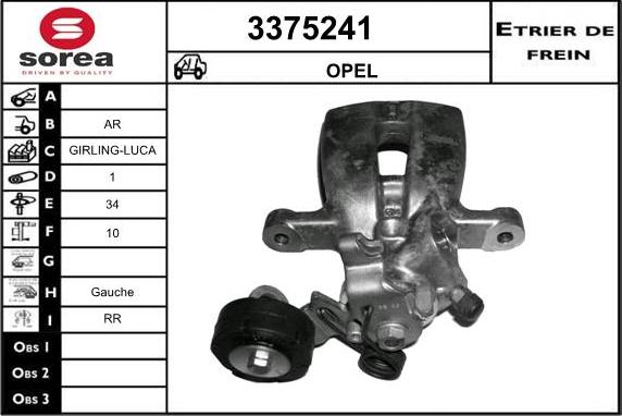 Sera 3375241 - Гальмівний супорт autocars.com.ua