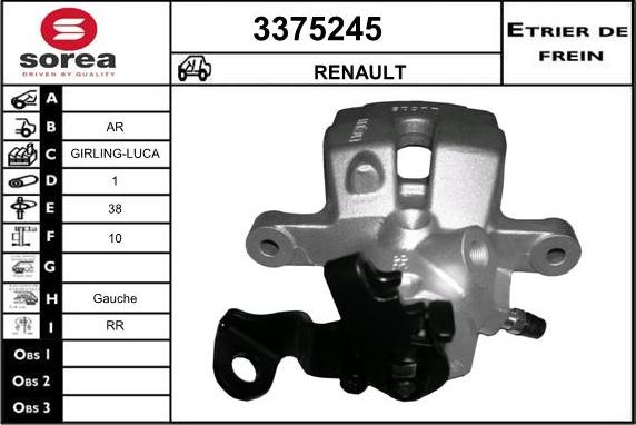 Sera 3375245 - Гальмівний супорт autocars.com.ua