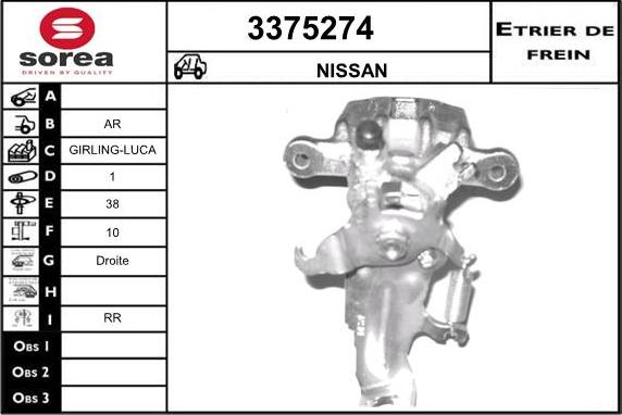 Sera 3375274 - Гальмівний супорт autocars.com.ua