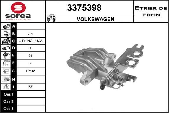 Sera 3375398 - Гальмівний супорт autocars.com.ua