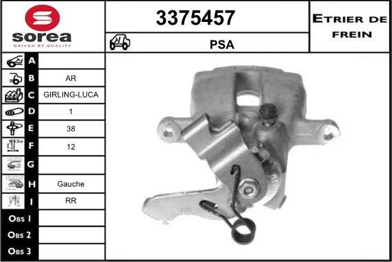 Sera 3375457 - Гальмівний супорт autocars.com.ua