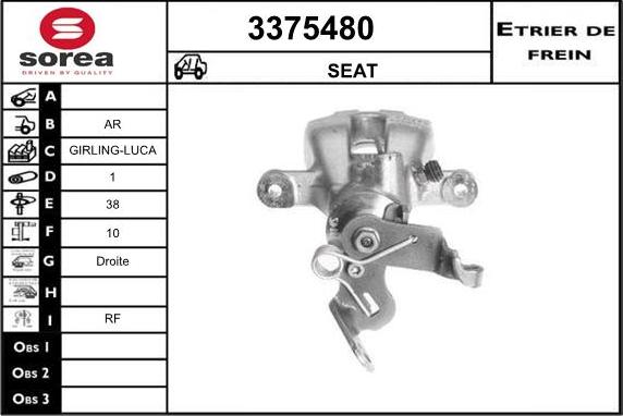 Sera 3375480 - Гальмівний супорт autocars.com.ua