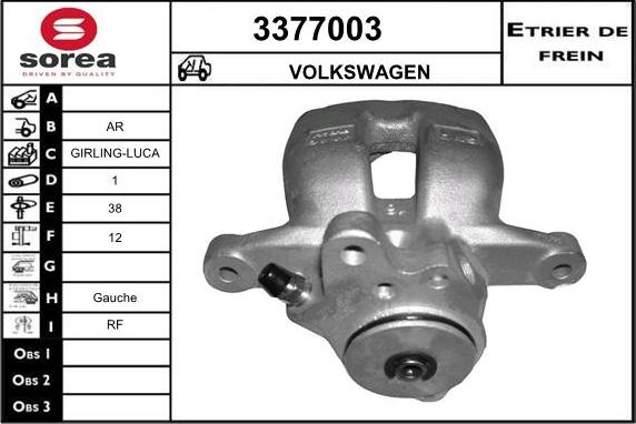 Sera 3377003 - Гальмівний супорт autocars.com.ua