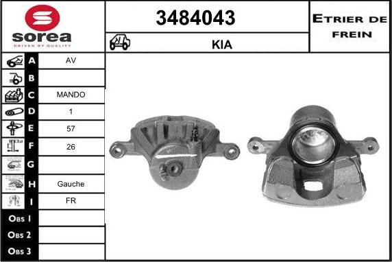 Sera 3484043 - Гальмівний супорт autocars.com.ua