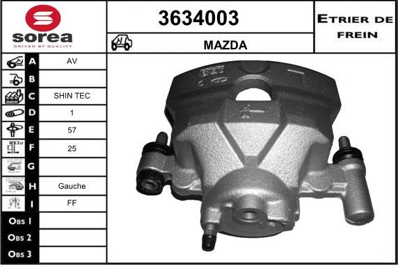 Sera 3634003 - Гальмівний супорт autocars.com.ua