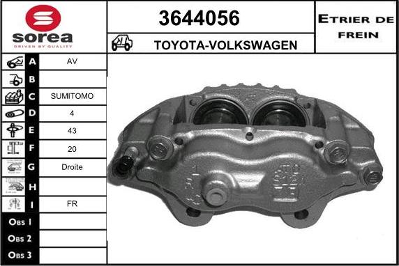 Sera 3644056 - Гальмівний супорт autocars.com.ua