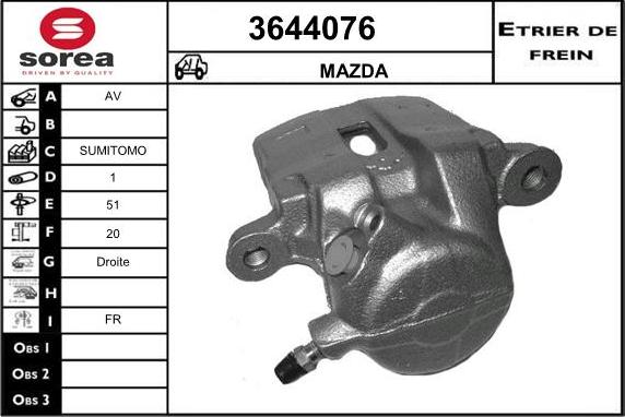 Sera 3644076 - Гальмівний супорт autocars.com.ua