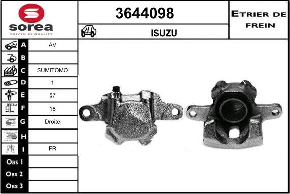 Sera 3644098 - Гальмівний супорт autocars.com.ua