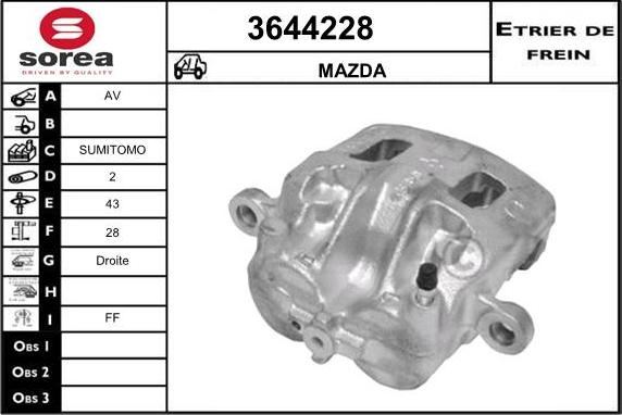 Sera 3644228 - Гальмівний супорт autocars.com.ua