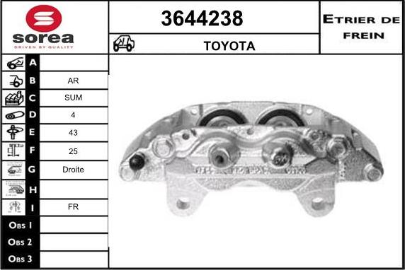 Sera 3644238 - Гальмівний супорт autocars.com.ua