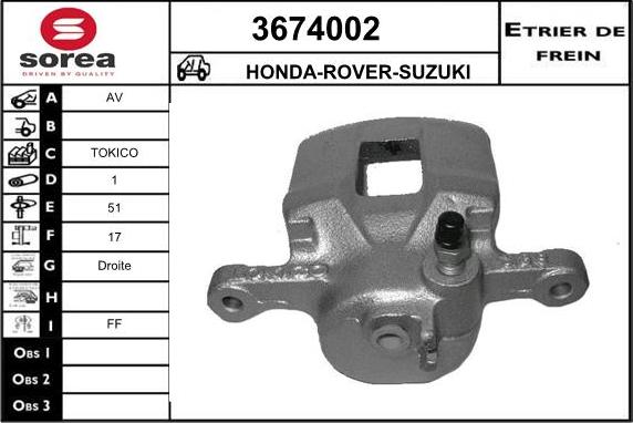 Sera 3674002 - Гальмівний супорт autocars.com.ua