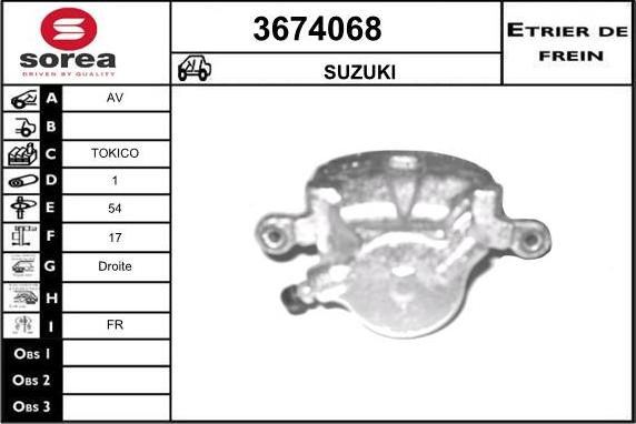 Sera 3674068 - Гальмівний супорт autocars.com.ua