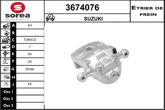 Sera 3674076 - Гальмівний супорт autocars.com.ua