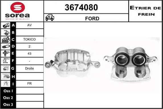 Sera 3674080 - Гальмівний супорт autocars.com.ua