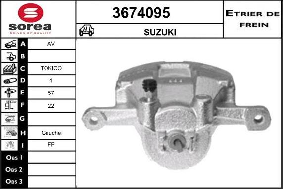 Sera 3674095 - Гальмівний супорт autocars.com.ua