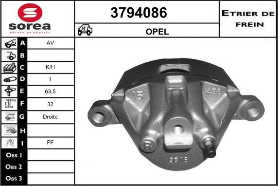 Sera 3794086 - Гальмівний супорт autocars.com.ua