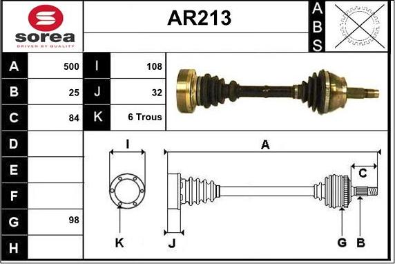 Sera AR213 - Приводний вал autocars.com.ua