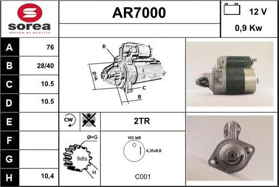 Sera AR7000 - Стартер autocars.com.ua