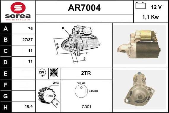 Sera AR7004 - Стартер autocars.com.ua