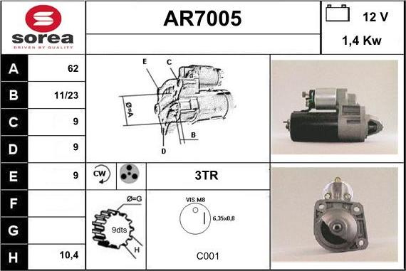 Sera AR7005 - Стартер autocars.com.ua