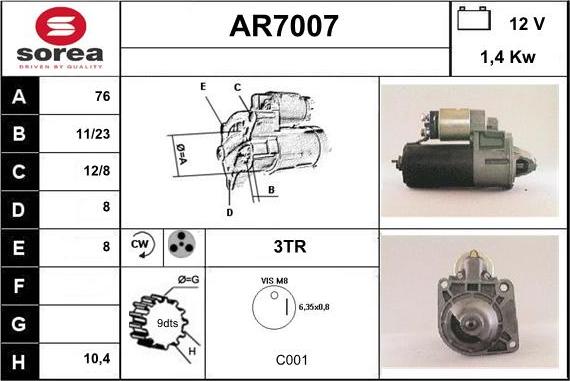 Sera AR7007 - Стартер autocars.com.ua