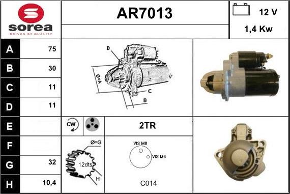 Sera AR7013 - Стартер autocars.com.ua