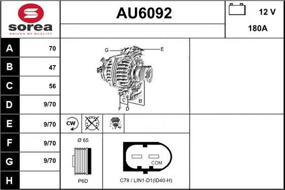 Sera AU6092 - Генератор autocars.com.ua