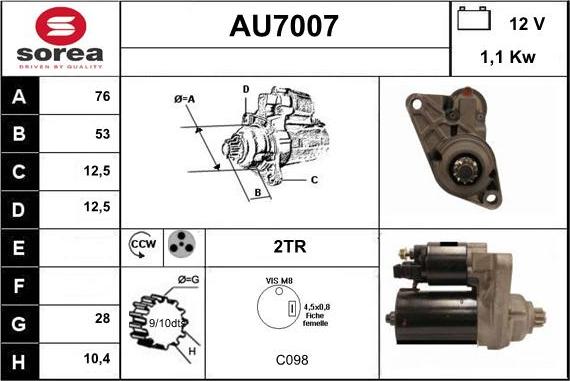 Sera AU7007 - Стартер autocars.com.ua