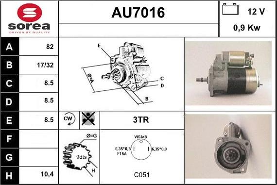 Sera AU7016 - Стартер autocars.com.ua