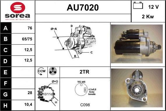 Sera AU7020 - Стартер autocars.com.ua