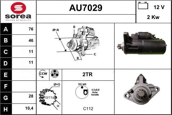 Sera AU7029 - Стартер autocars.com.ua