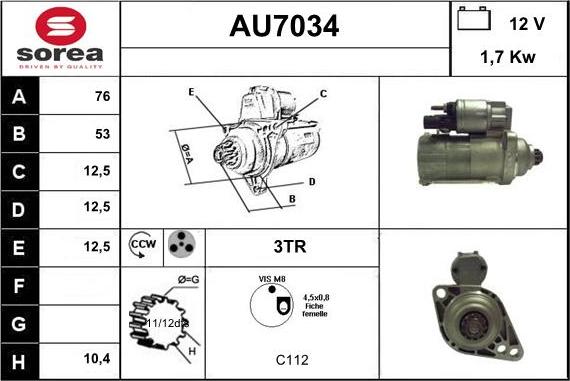 Sera AU7034 - Стартер autocars.com.ua