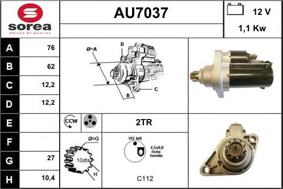 Sera AU7037 - Стартер autocars.com.ua