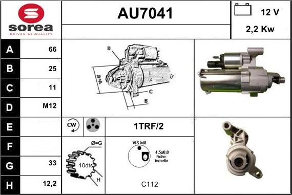 Sera AU7041 - Стартер autocars.com.ua