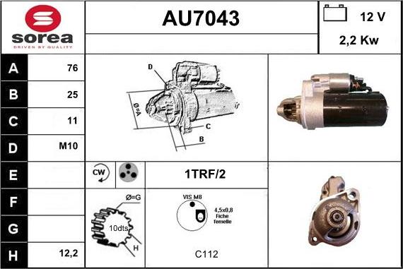 Sera AU7043 - Стартер autocars.com.ua