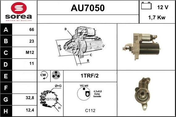 Sera AU7050 - Стартер autocars.com.ua