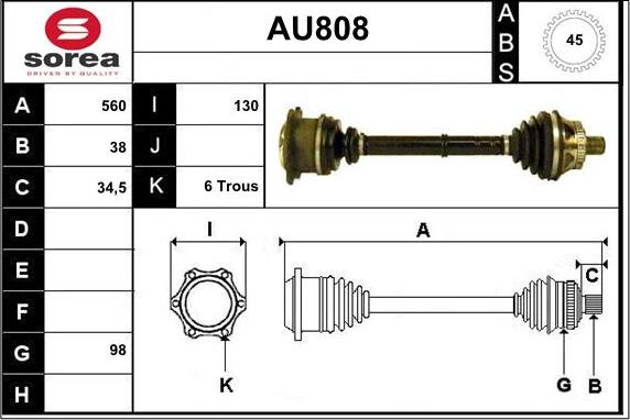 Sera AU808 - Приводний вал autocars.com.ua