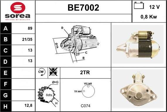 Sera BE7002 - Стартер autodnr.net