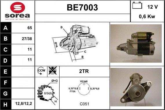 Sera BE7003 - Стартер autocars.com.ua