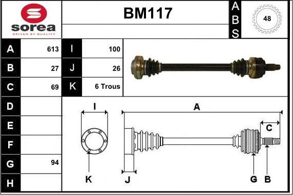 Sera BM117 - Приводний вал autocars.com.ua