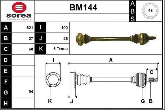 Sera BM144 - Приводний вал autocars.com.ua