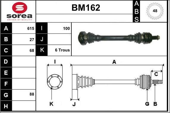 Sera BM162 - Приводний вал autocars.com.ua