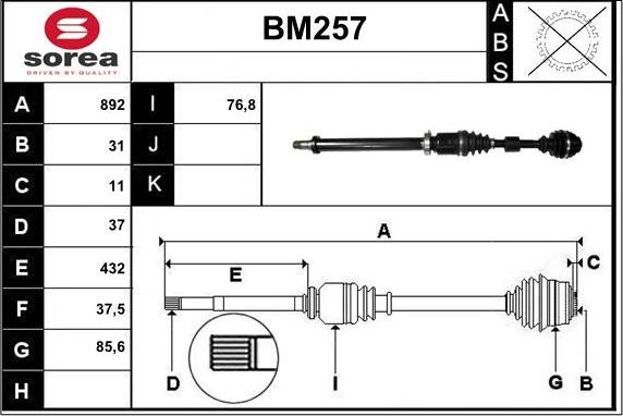 Sera BM257 - Приводной вал autodnr.net