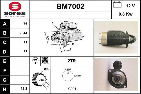 Sera BM7002 - Стартер autocars.com.ua