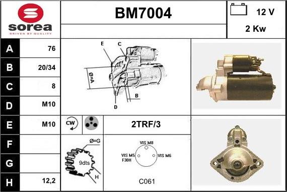 Sera BM7004 - Стартер autocars.com.ua