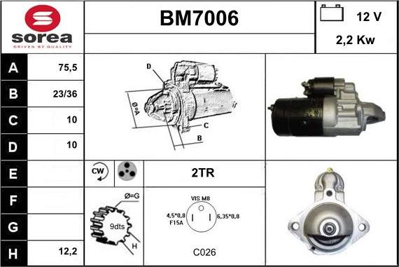 Sera BM7006 - Стартер autocars.com.ua