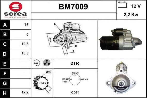 Sera BM7009 - Стартер autocars.com.ua